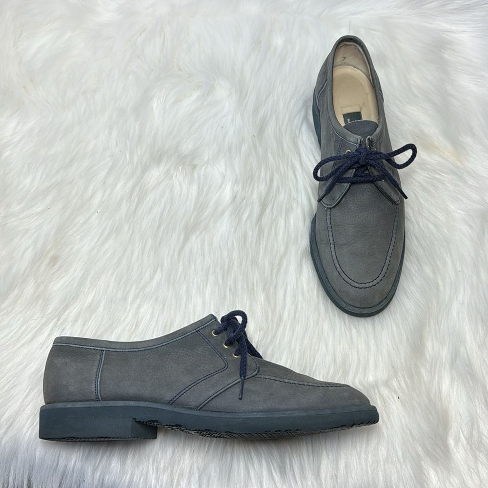 Bally Of Switzerland‎ Blue-Grey Nubick Lace Up Shoes Sz 4E/US 6.5